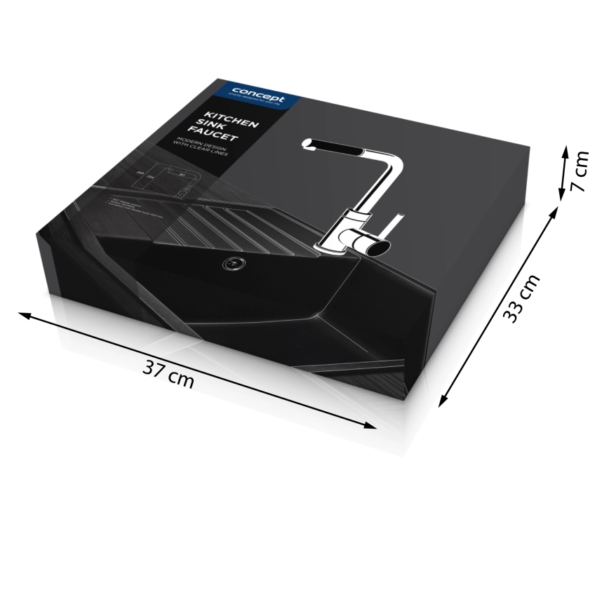 Concept BDG4527BC - Drezová batéria s vysúvacou sprchovou hlavicou 26,9 cm granit/čierna