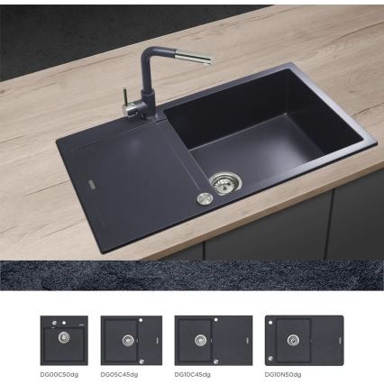Concept BDG4527DG - Drezová batéria s výsuvnou sprškou 26,9 cm granit/tmavošedá