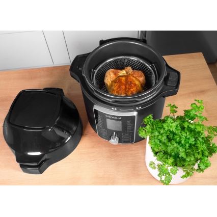 Concept CK8000 - Multifunkčný elektrický tlakový hrniec a teplovzdušná fritéza 5,6 l 11v1 1500W/230V čierna