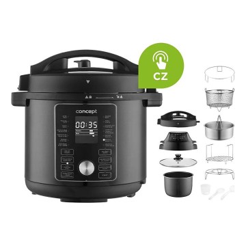 Concept CK8000 - Multifunkčný elektrický tlakový hrniec a teplovzdušná fritéza 5,6 l 11v1 1500W/230V čierna