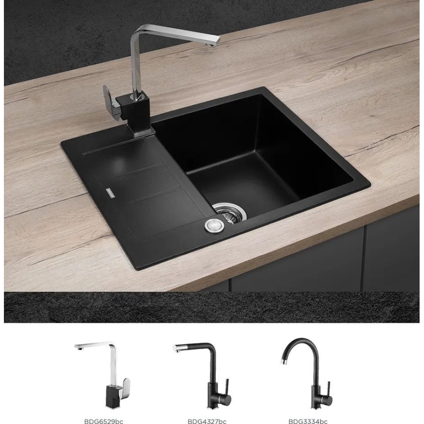 Concept DG05C45BC - Kuchynský drez CUBIS 50x62 cm granit/čierna