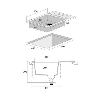 Concept DG05C45BE - Kuchynský drez CUBIS 50x62 cm granit/béžový