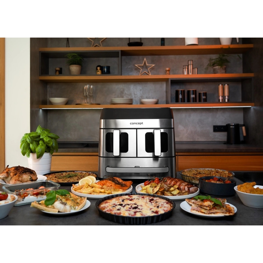 Concept FR9000 - Teplovzdušná fritéza PIZZA TRIO 18,5 l 2700W/230V nerez/čierna