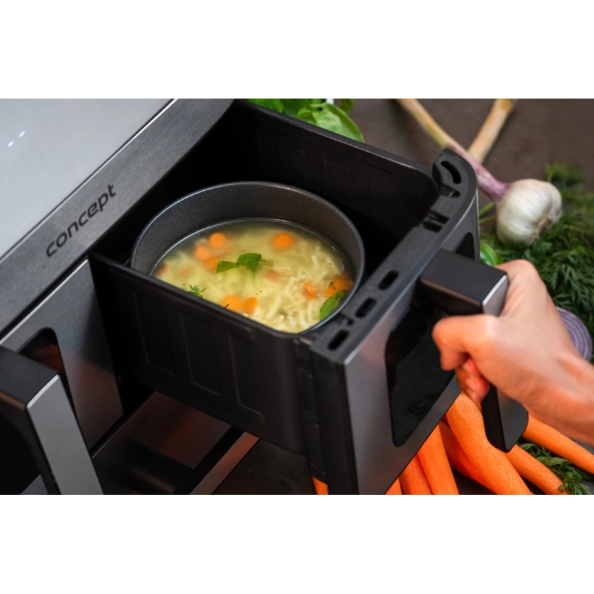 Concept FR9000 - Teplovzdušná fritéza PIZZA TRIO 18,5 l 2700W/230V nerez/čierna