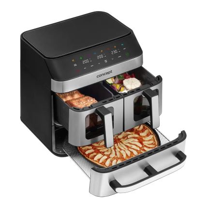 Concept FR9000 - Teplovzdušná fritéza PIZZA TRIO 18,5 l 2700W/230V nerez/čierna