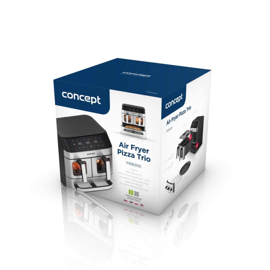 Concept FR9000 - Teplovzdušná fritéza PIZZA TRIO 18,5 l 2700W/230V nerez/čierna