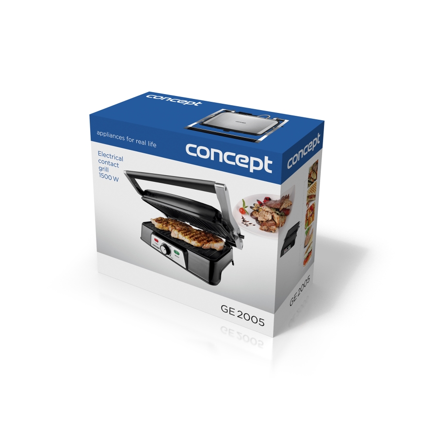 Concept ge2005 - Kontaktný gril 1500W/230V nerez/čierna
