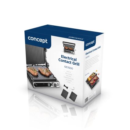 Concept ge3500 - Kontaktný gril s teplotnou sondou 2000W/230V čierna
