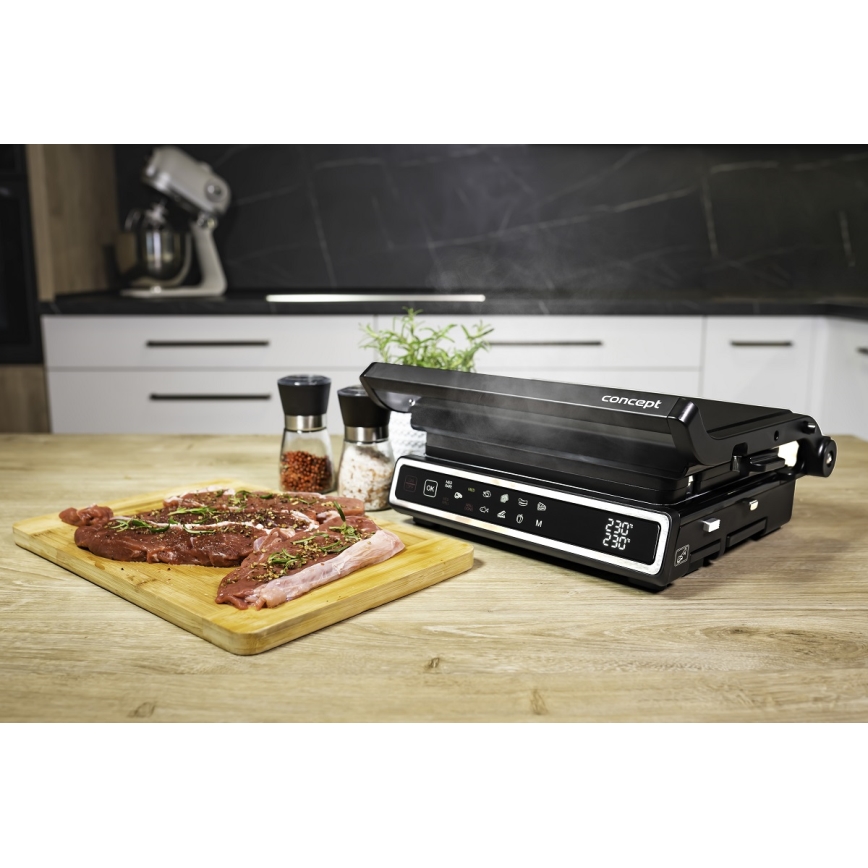 Concept ge3550 - Kontaktný gril s teplotnou sondou 2000W/230V čierna