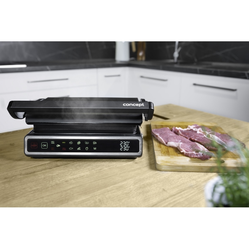 Concept ge3550 - Kontaktný gril s teplotnou sondou 2000W/230V čierna