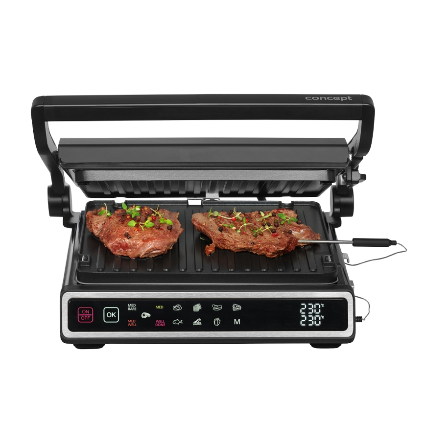 Concept ge3550 - Kontaktný gril s teplotnou sondou 2000W/230V čierna
