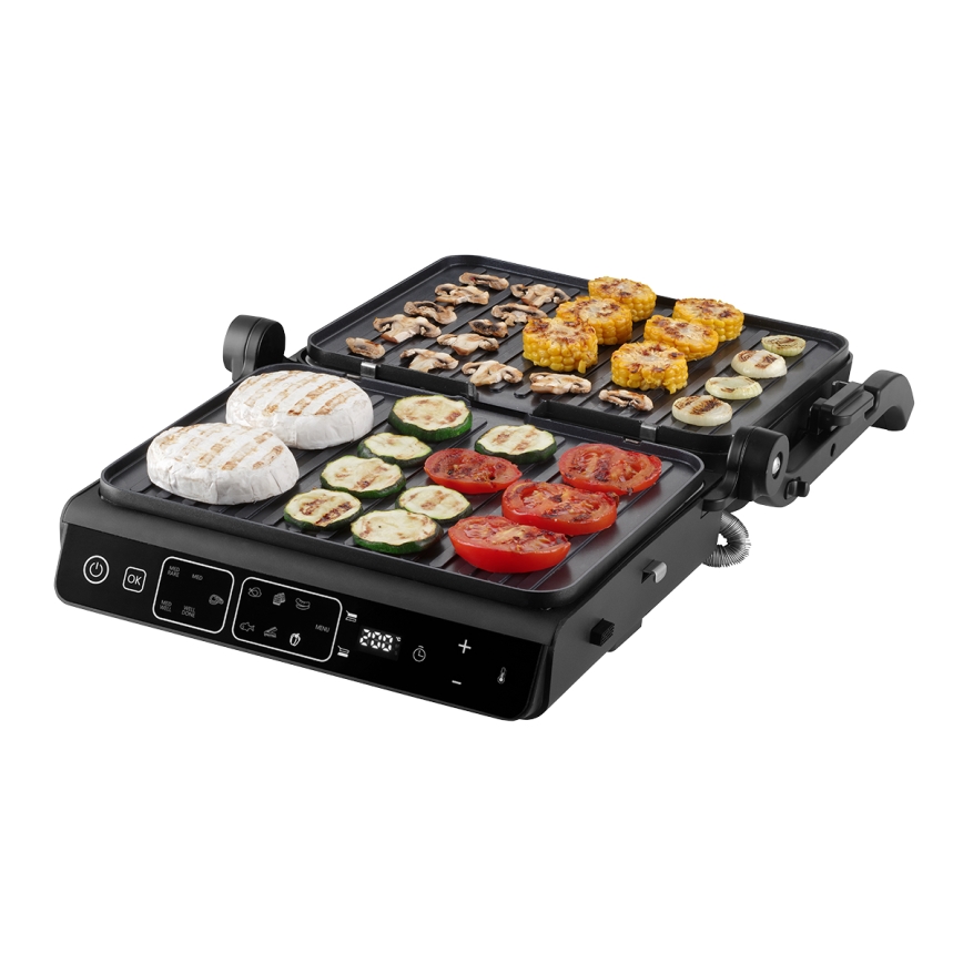 Concept ge3600 - Kontaktný gril s teplotnou sondou GLASS 2000W/230V čierna