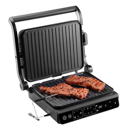 Concept ge3600 - Kontaktný gril s teplotnou sondou GLASS 2000W/230V čierny