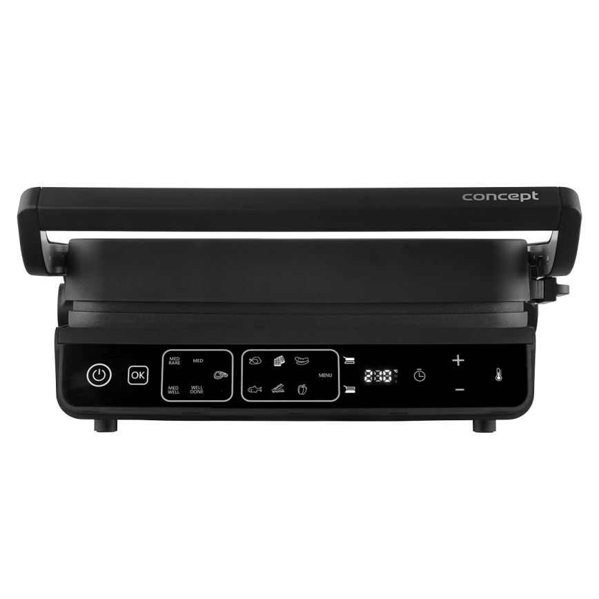 Concept ge3600 - Kontaktný gril s teplotnou sondou GLASS 2000W/230V čierny