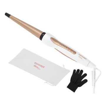 Concept KK2125 - Kónická kulma na vlasy GLAM STYLE 42W/230V biela/ružovo-zlatá