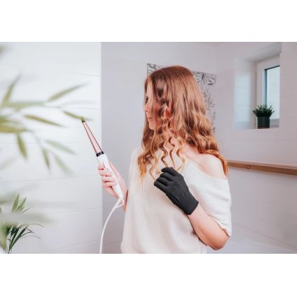 Concept KK2125 - Kónická kulma na vlasy GLAM STYLE 42W/230V biela/ružovo-zlatá