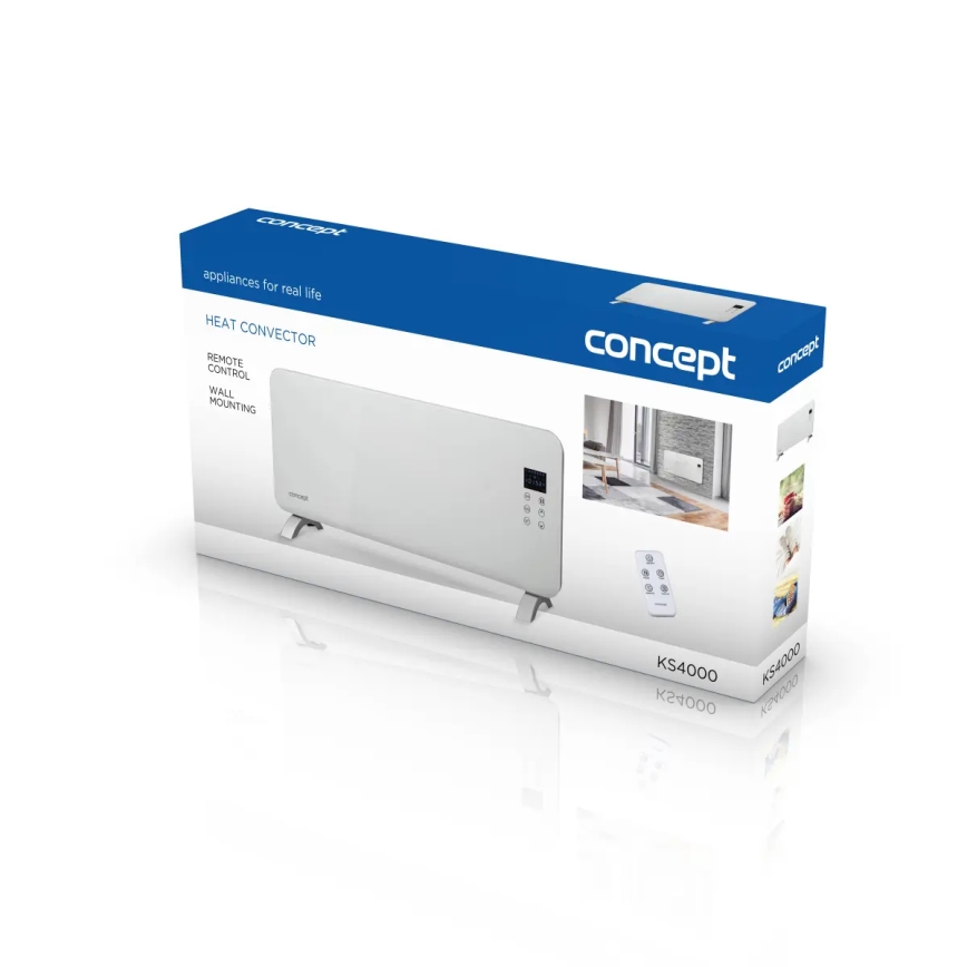 Concept KS4000 - Elektrický priamotop/konvektor 1000/2000W IP24 biela + diaľkové ovládanie