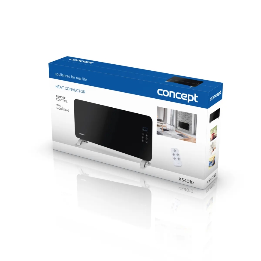 Concept KS4010 - Elektrický priamotop/konvektor 1000/2000W IP24 čierna + diaľkové ovládanie