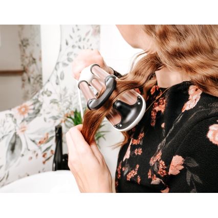 Concept KT2140 - Trojkulma na vlasy GLAM STYLE 100W/230V biela/ružovo-zlatá