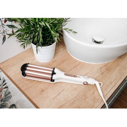 Concept KT2140 - Trojkulma na vlasy GLAM STYLE 100W/230V biela/ružovo-zlatá