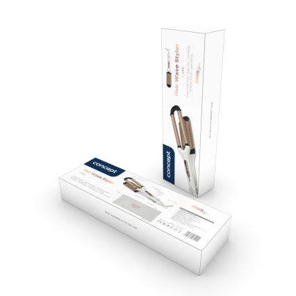 Concept KT2140 - Trojkulma na vlasy GLAM STYLE 100W/230V biela/ružovo-zlatá