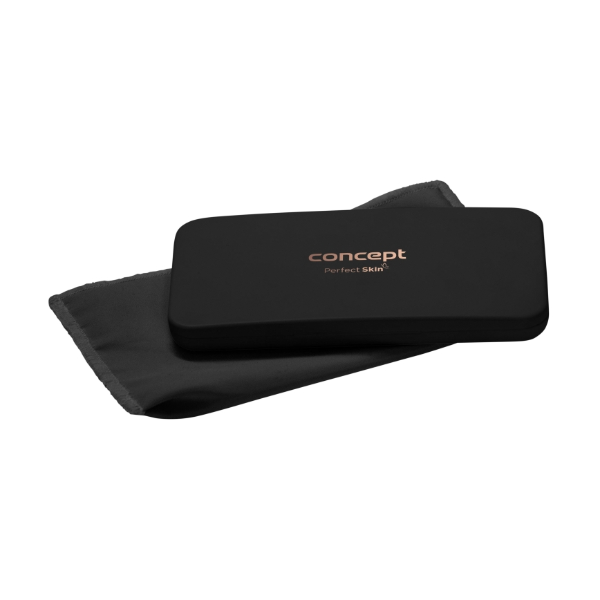 Concept KZ2020 - LED Vreckové kozmetické zrkadlo PERFECT SKIN LED/1,5W/5V 4500-5500K 300 mAh čierne