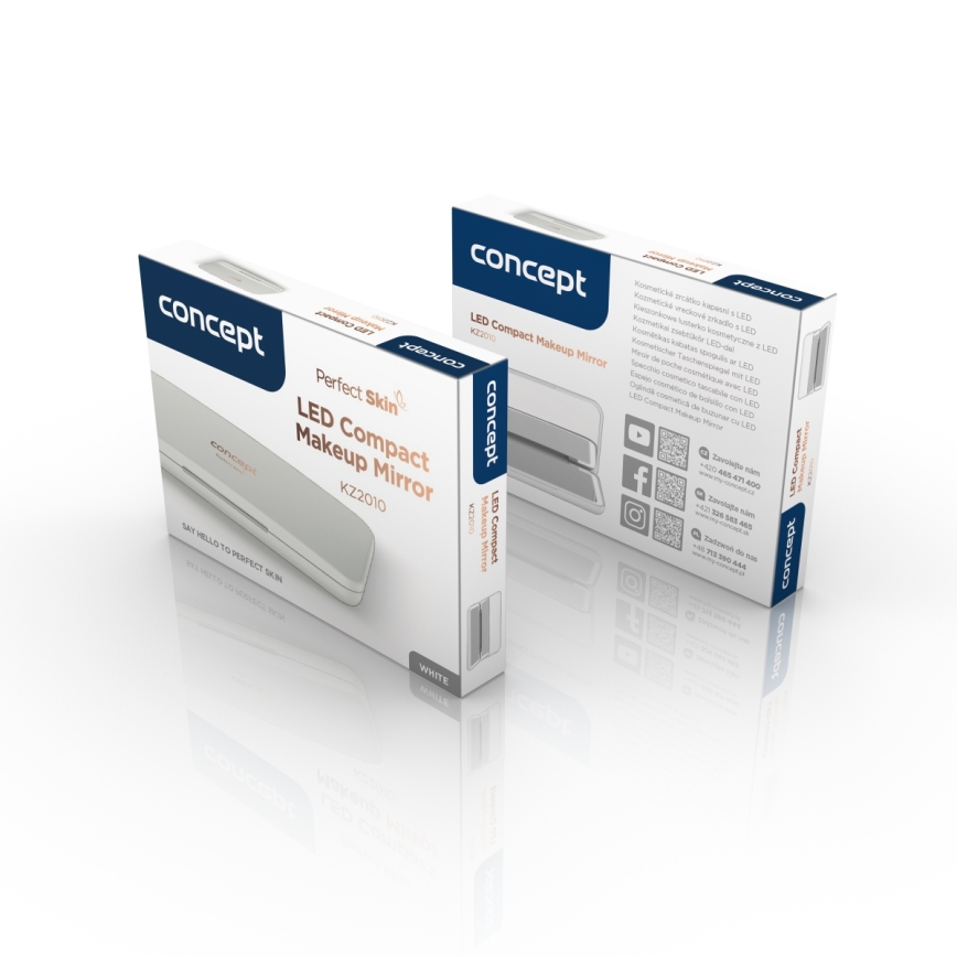 Concept KZ2020 - LED Vreckové kozmetické zrkadlo PERFECT SKIN LED/1,5W/5V 4500-5500K 300 mAh čierne