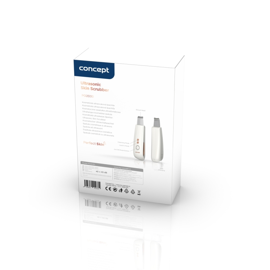 Concept PO2030 - Kozmetická ultrazvuková špachtľa PERFECT SKIN 2,5W/5V USB 600 mAh biela