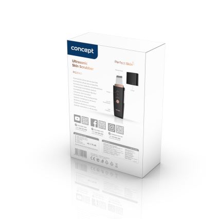 Concept PO2060 - Kozmetická ultrazvuková špachtľa PERFECT SKIN 3,5W/5V USB 500 mAh IPX6 čierna