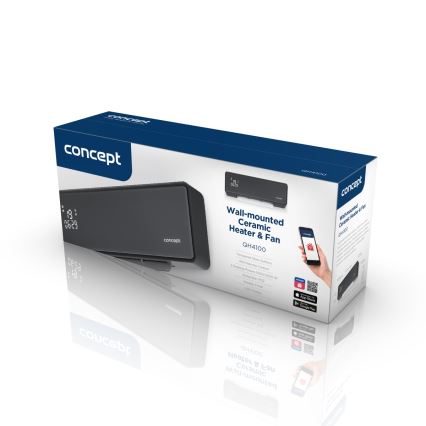 Concept QH4100 - Elektrický ohrievač 1000/2000W Wi-Fi IP22 sivý + diaľkové ovládanie