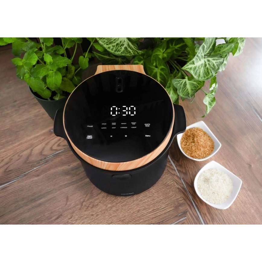 Concept RE4040 - Digitálny ryžovar 2v1 450 W/230 V 2 l čierny/drevený dekor