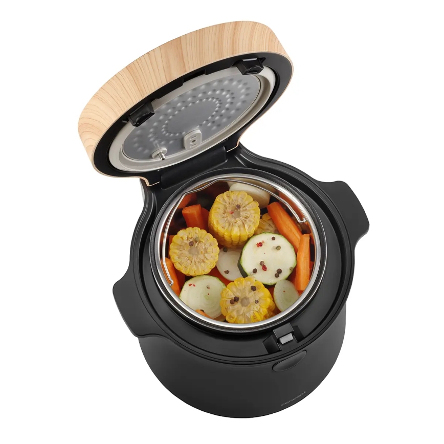 Concept RE4040 - Digitálny ryžovar 2v1 450 W/230 V 2 l čierny/drevený dekor