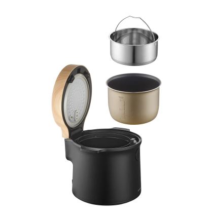 Concept RE4040 - Digitálny ryžovar 2v1 450 W/230 V 2 l čierny/drevený dekor