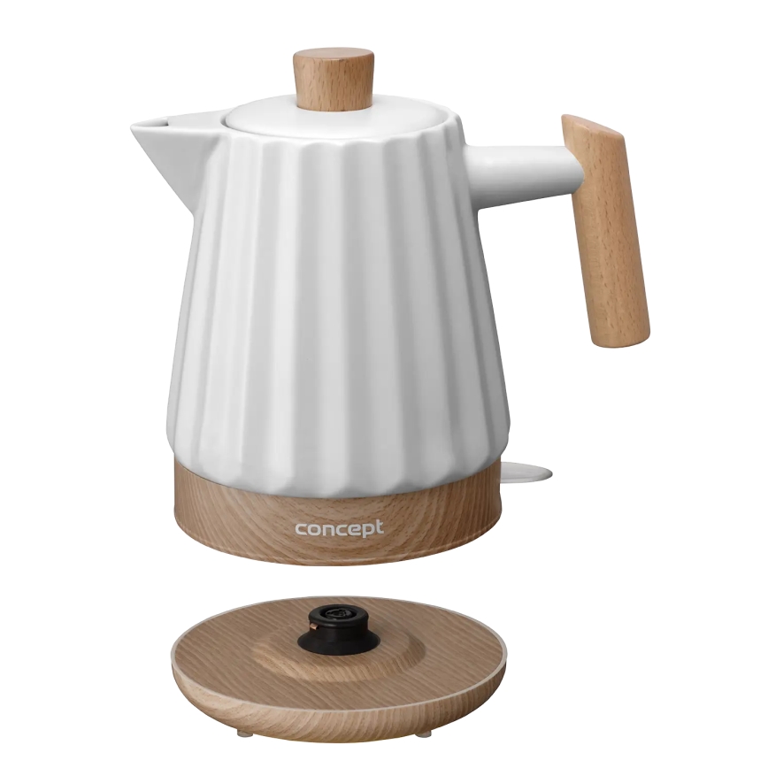 Concept RK0090 - Rýchlovarná kanvica 1,5 l 1500W/230V biela/drevený dekor/keramika