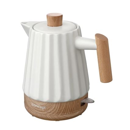 Concept RK0090 - Rýchlovarná kanvica 1,5 l 1500W/230V biela/drevený dekor/keramika
