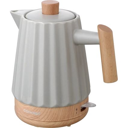 Concept RK0091 - Rýchlovarná kanvica 1,5 l 1500W/230V svetlosivá/drevený dekor/keramika