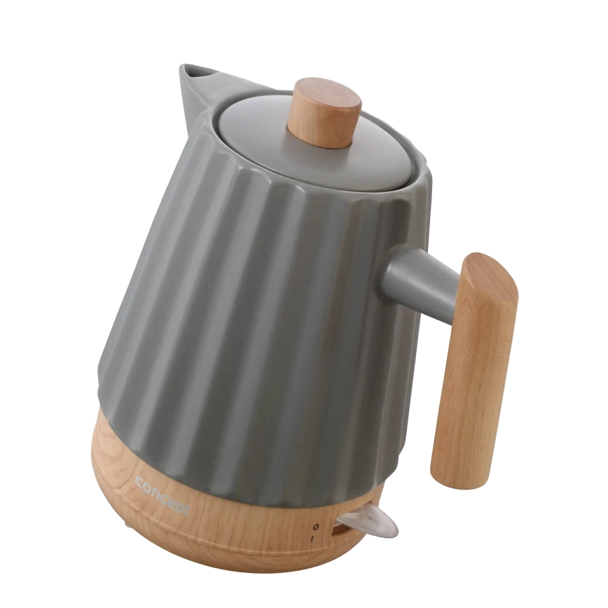 Concept RK0092 - Rýchlovarná kanvica 1,5 l 1500W/230V tmavošedá/drevený dekor/keramika