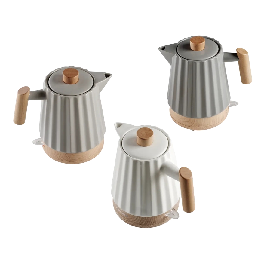 Concept RK0092 - Rýchlovarná kanvica 1,5 l 1500W/230V tmavošedá/drevený dekor/keramika