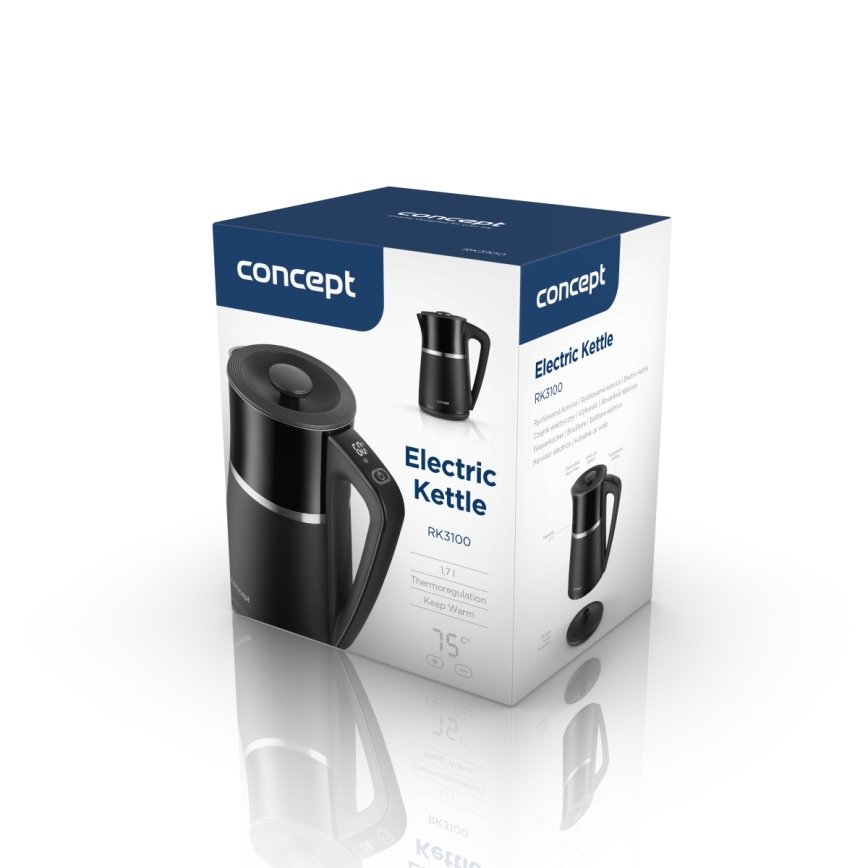 Concept RK3100 - Rýchlovarná kanvica s termoreguláciou 1,7 l 2200W/230V čierna