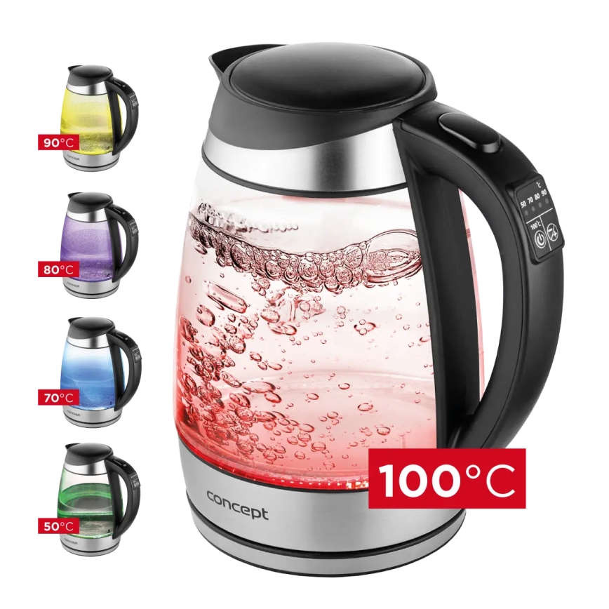 Concept RK4120 - Rýchlovarná kanvica s reguláciou teploty, 1,7 l, 2200 W/230 V, nerezové prevedenie