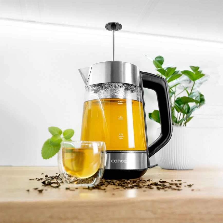 Concept RK4190 - Rýchlovarná kanvica s reguláciou teploty a filtrom, 1,7 l, 2200 W/230 V, nerezové prevedenie