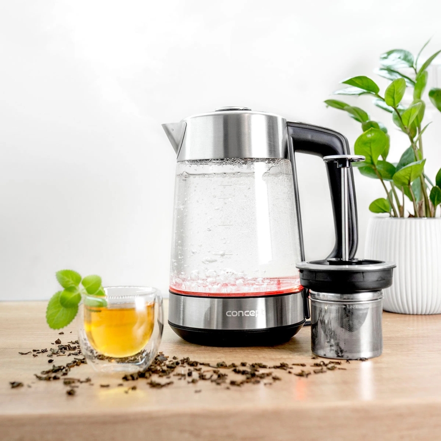 Concept RK4190 - Rýchlovarná kanvica s reguláciou teploty a filtrom, 1,7 l, 2200 W/230 V, nerezové prevedenie