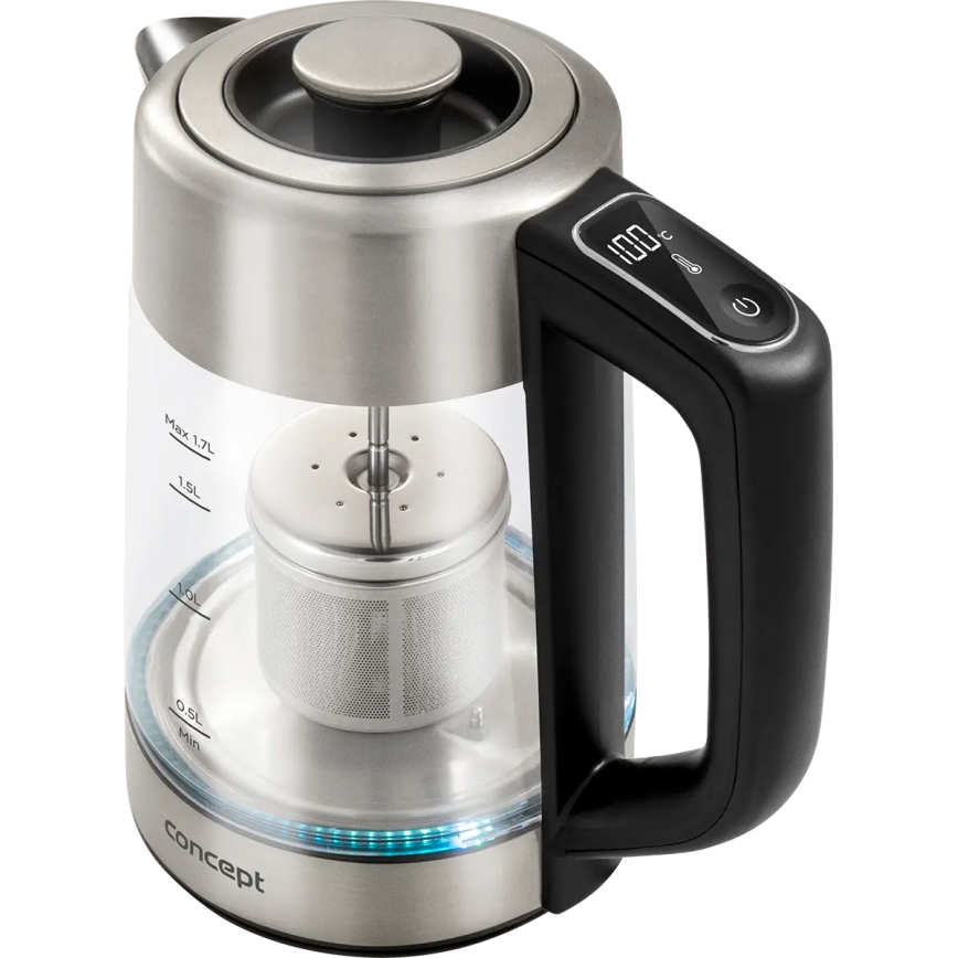 Concept RK4190 - Rýchlovarná kanvica s reguláciou teploty a filtrom, 1,7 l, 2200 W/230 V, nerezové prevedenie