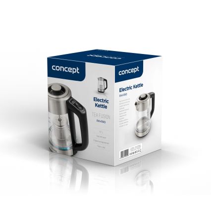 Concept RK4190 - Rýchlovarná kanvica s reguláciou teploty a filtrom, 1,7 l, 2200 W/230 V, nerezové prevedenie