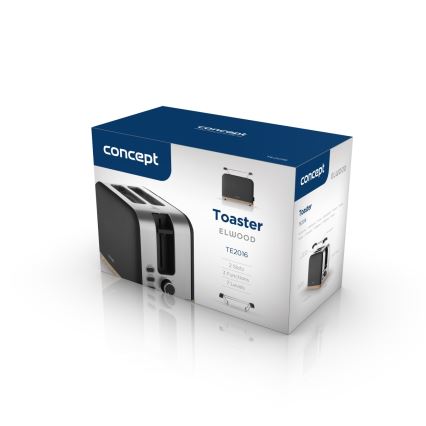 Concept TE2016 - Hriankovač s dvoma štrbinami a roštom na ohrievanie 930W/230V čierna