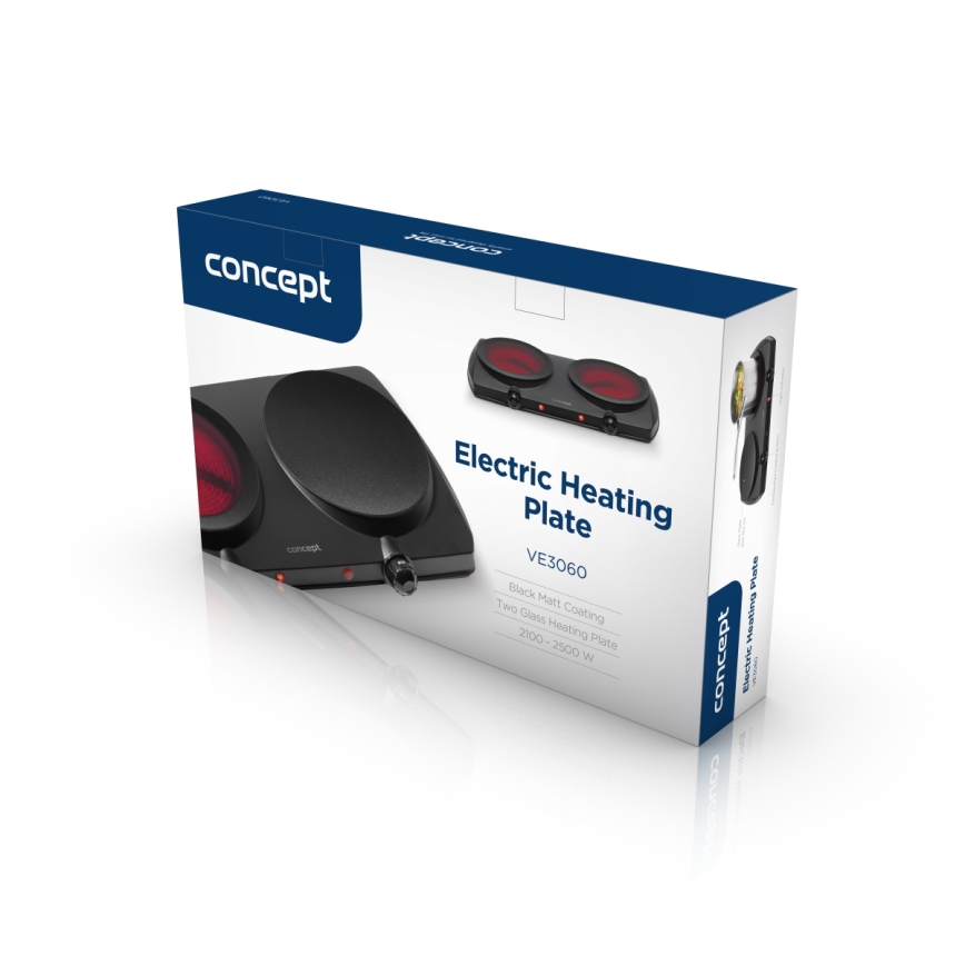 Concept VE3060 - Dvojplatničkový varič 2500W/230V čierny