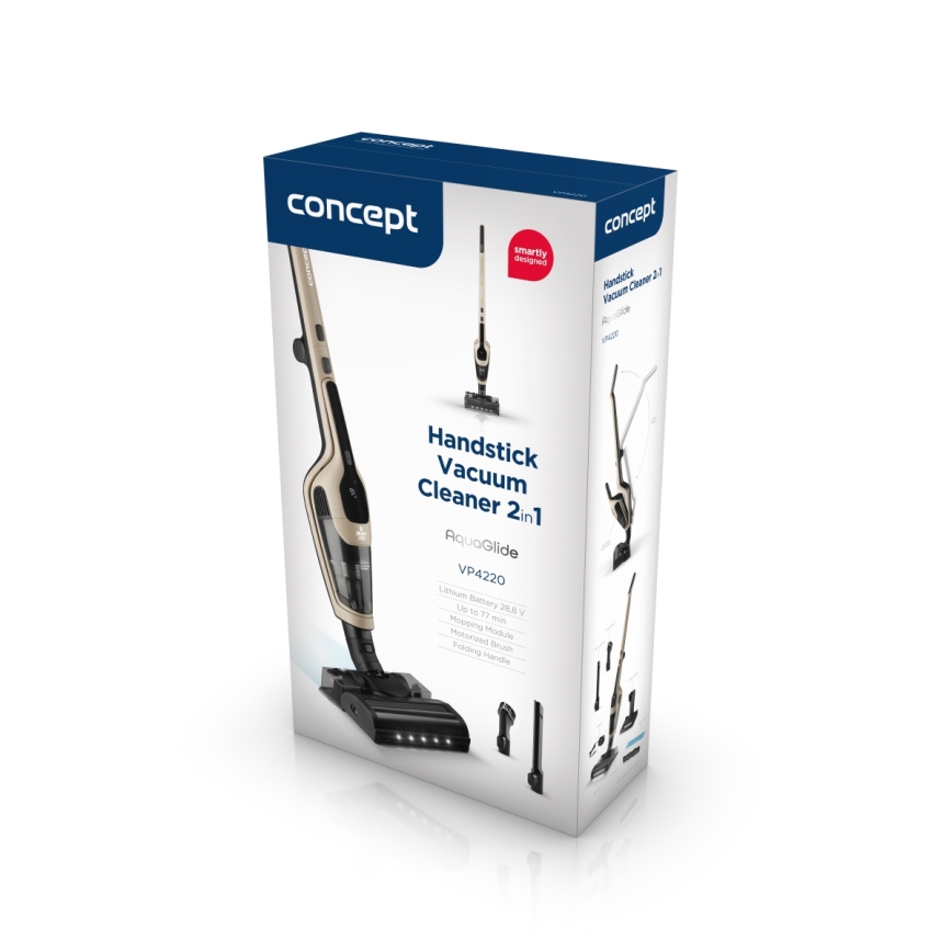 Concept VP4220 - Bezdrôtový tyčový vysávač 3 v 1 AQUAGLIDE 160W/28,8V 2200 mAh béžová