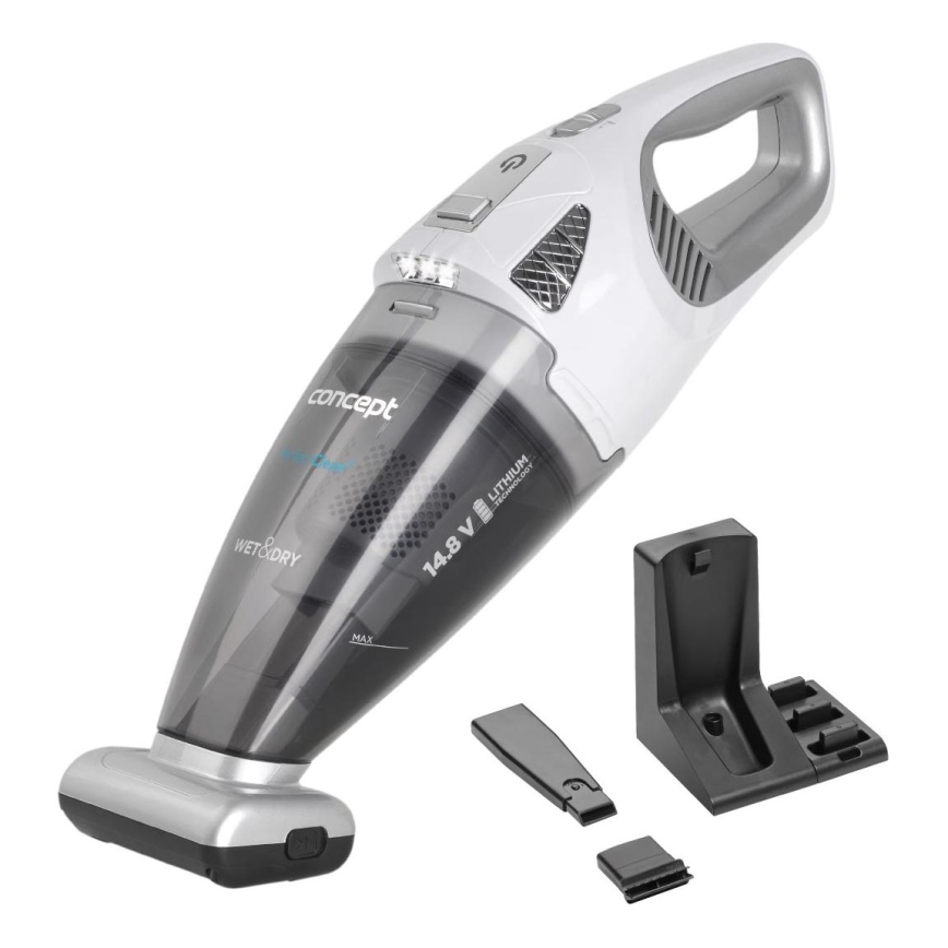 Concept VP4370 - Ručný vysávač WET & DRY PERFECT CLEAN 90W/14,8V 2200 mAh biela