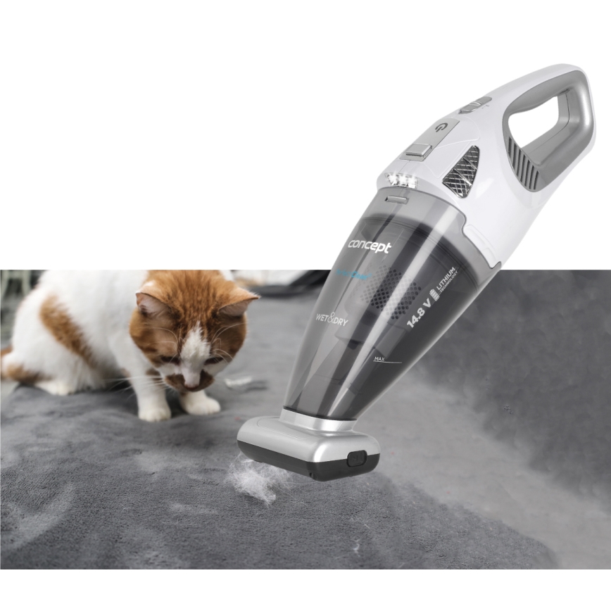 Concept VP4370 - Ručný vysávač WET & DRY PERFECT CLEAN 90W/14,8V 2200 mAh biela