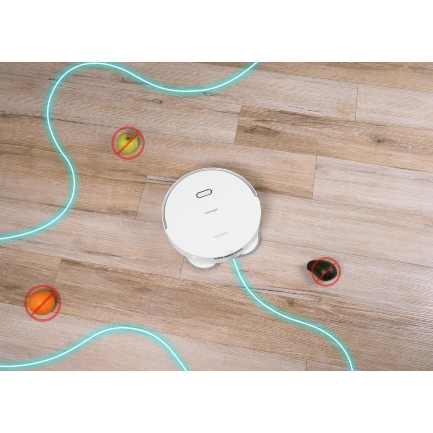 Concept VR4050 - Inteligentný robotický vysávač s mopom 2 v 1 OPTIMUS AQUA PRO LASER 3D 600W/230V 5200 mAh Wi-Fi biela